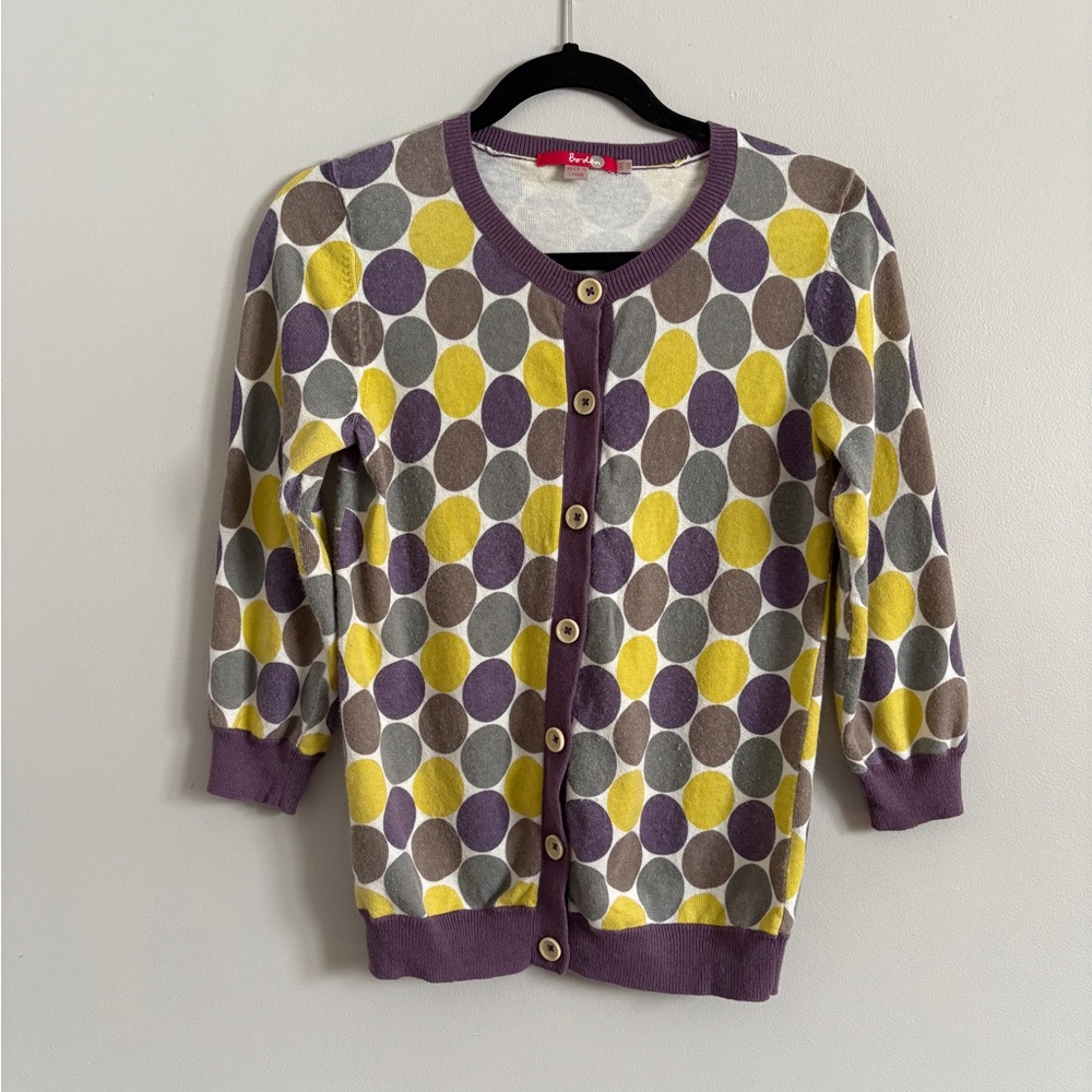 Boden Womens Colorful Polka Dot Cardigan Size 6 3/4 Sleeve Funky Retro